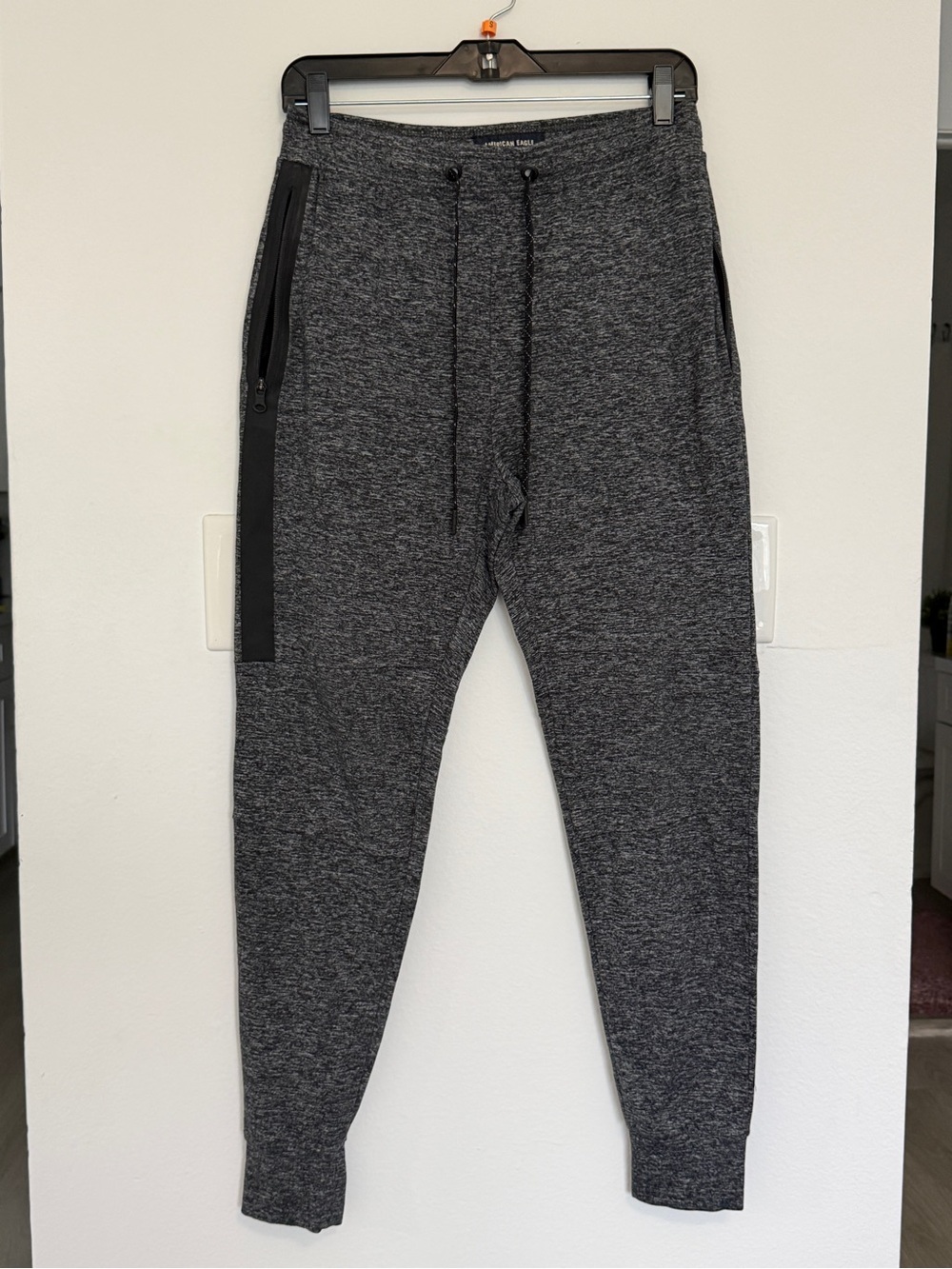 American Eagle Outfitters Gray Heather Jogger Pants with Black Trim